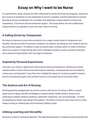 Why I Want to Be a Nurse Essay: Exploring the Intersection of Compassion and Chaos